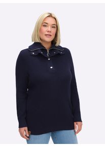 sheego Große Größen Strickpullover mit Troyerkragen, marine, Größe 54 - Damen