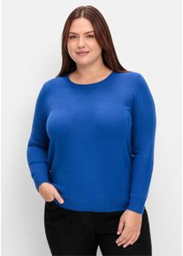 sheego Große Größen Rundhalspullover in Form gestrickt, wärmend, royalblau, Größe 46 - Damen