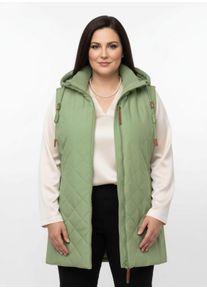 sheego Gro&szlig;e Gr&ouml;&szlig;en Steppweste mit Strickstehkragen, Microfaser, eucalyptus, Gr&ouml;&szlig;e 48 - Damen