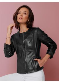 Lederblazer Mainpol "Lammnappa-Lederblazer", Damen, Gr. 46, schwarz, 100% Lammnappaleder, Blazer Lederblazer