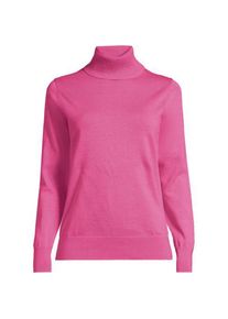 LANDS' END Feinstrick-Rollkragenpullover aus Baumwolle, Damen,  Pink, Baumwolle, by Lands' End
