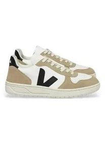 Veja f&uuml;r Herren. VX0503138 Lederturnschuhe V-10 wei&szlig;, beige (44), Wohnung, Schn&uuml;rsenkel, L&auml;ssig