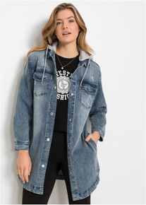 bonprix Jeansjacke mit Kapuze, blau, Gr.48, Jeansjacke mit Kapuze, 98% Baumwolle