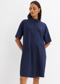 bonprix Polokleid aus reiner Baumwolle, blau, Gr.36/38 (S), Kurzes Polokleid in A-Linie mit kurzer Knopfleiste sowie einer Kellerfalte hinten, aus 100% Baumwolle