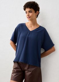 bonprix Shirt mit Seidenanteil und Webeinsatz, blau, Gr.40/42 (M), Modernes , weites Shirt auch hochwertiger Premium Qualit&auml;t, aus Seide
