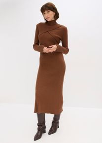 bonprix Strickkleid aus softem Viskose-Mix, braun, Gr.36/38 (S), Zweiteiliges Strickkleid, auch einzeln zu tragen
