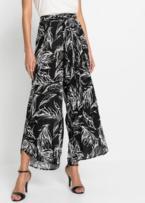 bonprix Hose aus strukturierter Viskose, schwarz, Gr.48, Moderne Hose mit Bindeg&uuml;rtel und sch&ouml;nem Druck, aus Viskose