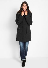 bonprix Wattierter Baumwoll-Parka, schwarz, Gr.54, Alltagstauglicher Parka mit Kapuze und Wattierung, aus 100% Baumwolle