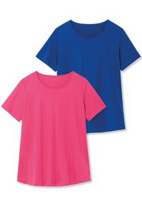 sheego Große Größen Longshirt im Doppelpack, royalblau + pink, Größe 44 - Damen