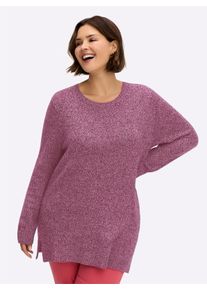 sheego Große Größen Longpullover aus Melange-Garn, malve-meliert, Größe 46 - Damen