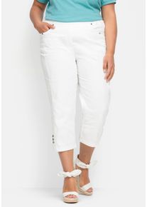 sheego Gro&szlig;e Gr&ouml;&szlig;en 7/8-Jeans mit Zierriegel am Abschluss, wei&szlig;, Gr&ouml;&szlig;e 56 - Damen