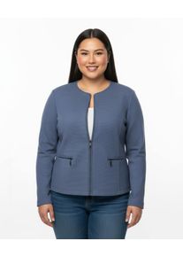 sheego Gro&szlig;e Gr&ouml;&szlig;en Shirtblazer in Ripp-Optik, jeansblau, Gr&ouml;&szlig;e 46 - Damen