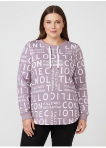 sheego Gro&szlig;e Gr&ouml;&szlig;en Longsweatshirt mit Lettering-Druck, mauve-wei&szlig;-gemustert, Gr&ouml;&szlig;e 50 - Damen
