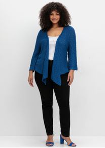 sheego Große Größen Strickjacke im Häkel-Look, mit Zipfelsaum, blaubeere, Größe 44/46 - Damen