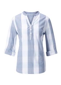 sheego Gro&szlig;e Gr&ouml;&szlig;en Baumwollbluse mit Stehkragen, kariert, marine-wei&szlig;-kariert, Gr&ouml;&szlig;e 52 - Damen