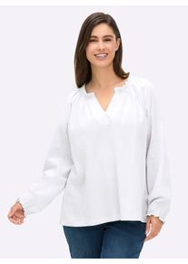 sheego Gro&szlig;e Gr&ouml;&szlig;en Langarmbluse mit Raffung, strukturiert, ecru, Gr&ouml;&szlig;e 46 - Damen