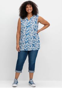 sheego Große Größen Blusentop aus Crêpequalität, mit Blätterdruck, ecru-gemustert, Größe 50 - Damen