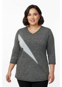 sheego Gro&szlig;e Gr&ouml;&szlig;en Funktionsshirt schnelltrocknend, grau-meliert-wei&szlig;, Gr&ouml;&szlig;e 44/46 - Damen