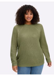 sheego Große Größen Stehkragenpullover mit Raglan-Ärmeln, schilf, Größe 52 - Damen