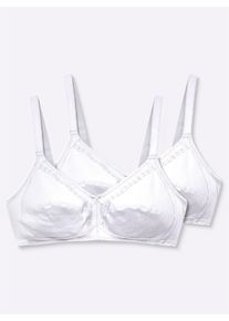 Naturana sheego Gro&szlig;e Gr&ouml;&szlig;en BH ohne B&uuml;gel mit Blende am Dekollet&eacute;, wei&szlig;, Gr&ouml;&szlig;e 100B - Damen