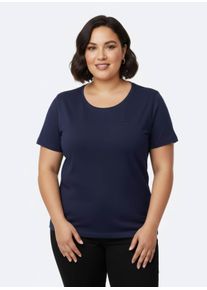 sheego Gro&szlig;e Gr&ouml;&szlig;en Sportshirt mit Stickerei, marine + t&uuml;rkis, Gr&ouml;&szlig;e 44/46 - Damen