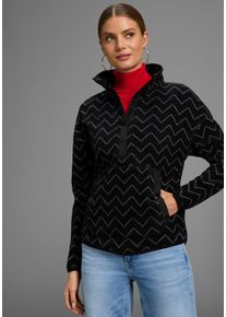 Polarino sheego Große Größen Fleecepullover, schwarz-grau, Größe 40/42 - Damen
