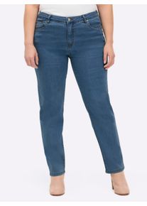 sheego Gro&szlig;e Gr&ouml;&szlig;en 5-Pocket-Jeans mit bestickten Ges&auml;&szlig;taschen, blue-bleached, Gr&ouml;&szlig;e 255 - Damen