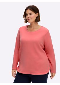 sheego Gro&szlig;e Gr&ouml;&szlig;en Fleeceshirt mit abgerundetem Saum, flamingo, Gr&ouml;&szlig;e 46 - Damen