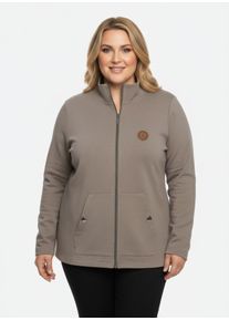 sheego Gro&szlig;e Gr&ouml;&szlig;en Shirtjacke mit K&auml;nguru-Taschen, taupe, Gr&ouml;&szlig;e 52 - Damen
