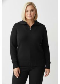 sheego Große Größen Troyer mit breiten Rippabschlüssen, schwarz, Größe 48 - Damen