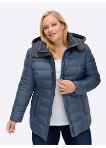 sheego Gro&szlig;e Gr&ouml;&szlig;en Steppjacke mit abnehmbarer Kapuze, jeansblau, Gr&ouml;&szlig;e 18 - Damen