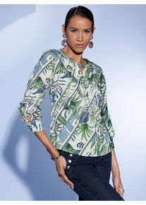 CR&Eacute;ATION L Langarmbluse CREATION L, Damen, Gr. 42, champagner, apfel, bedruckt, 100% Lyocell, gemustert, V-Ausschnitt, Blusen Langarmbluse