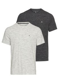 T-Shirt DELMAO, Herren, Gr. XL (56/58), schwarz (schwarz melange, wei&szlig; melange), Single Jersey, Obermaterial: 60% Baumwolle, 40% Polyester, meliert, slim fit, Rundhals, Shirts T-Shirt, in hochwertiger Melange-Optik mit dezenter Logo-Stickerei