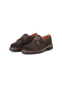 Santoni Low-Top Sneaker - Doppel-Monkstraps aus Veloursleder - Gr. 42 (EU) - in Braun - f&uuml;r Damen
