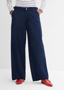 bonprix Wide-Leg-Jeans Mid Waist, blau, Gr.46, Gerade Jeans mit mittlerem Bund, 66% Baumwolle