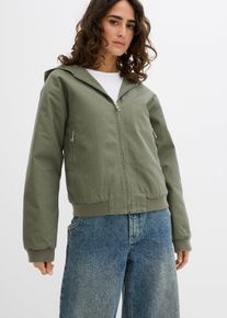 bonprix Outdoorjacke aus reiner Baumwolle, gr&uuml;n, Gr.40, L&auml;ssige wattierte Outdoorjacke im Washed Look aus reiner Baumwolle, aus 100% Baumwolle