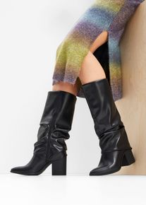 bonprix Stiefel, schwarz, Gr.40, Modischer Stiefel mit Umschlag und Raffung, aus Vegan