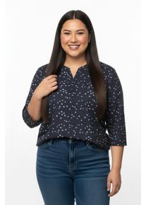 sheego Gro&szlig;e Gr&ouml;&szlig;en Schlupfbluse mit 3/4-&Auml;rmeln, marine-ecru-bedruckt, Gr&ouml;&szlig;e 52 - Damen