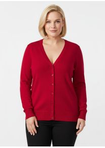 sheego Große Größen Strickjacke mit V-Ausschnitt, rot, Größe 44 - Damen