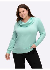 sheego Gro&szlig;e Gr&ouml;&szlig;en Wasserfallpullover im Baumwoll-Viskose-Mix, mint, Gr&ouml;&szlig;e 50 - Damen