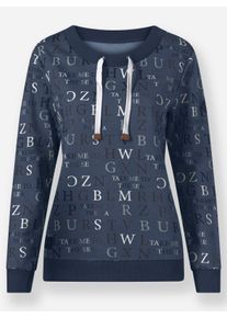 sheego Große Größen Sweatshirt mit angerauter Innenseite, rauchblau-ecru-bedruckt, Größe 54 - Damen