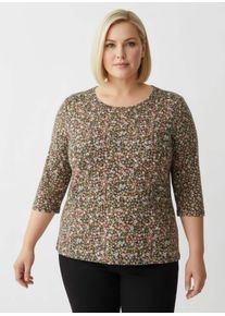 sheego Gro&szlig;e Gr&ouml;&szlig;en Print-Shirt mit Rundhals-Ausschnitt, grapefruit-oliv-bedruckt, Gr&ouml;&szlig;e 44 - Damen
