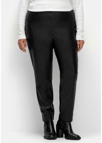 sheego Große Größen Lederimitathose in schmaler Schnittform, schwarz, Größe 19 - Damen