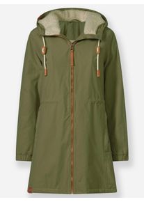 sheego Gro&szlig;e Gr&ouml;&szlig;en Parka mit Tunnelzug auf H&ouml;he der Taille, oliv, Gr&ouml;&szlig;e 46 - Damen
