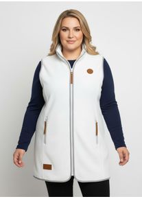 sheego Große Größen Fleeceweste mit Kontrastpaspeln, ecru, Größe 42 - Damen