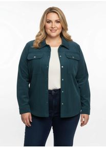 sheego Gro&szlig;e Gr&ouml;&szlig;en Cordjacke mit Hemdkragen, petrol, Gr&ouml;&szlig;e 54 - Damen