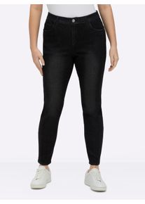 sheego Große Größen Jeans in 5-Pocket-Form und leichter Waschung, black denim, Größe 58 - Damen