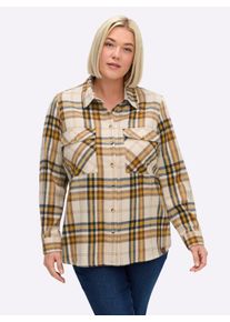 sheego Große Größen Flanellbluse mit mehrfarbigem Webkaro, ocker-elfenbein-kariert, Größe 40 - Damen