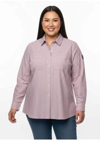sheego Große Größen Gestreifte Bluse mit aufgesetzten Brusttaschen, mauve-weiß-gestreift, Größe 54 - Damen
