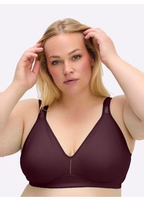 wäschepur sheego Große Größen Komfort-BH ohne Bügel mit transparenten Einsätzen, burgund, Größe 90C - Damen